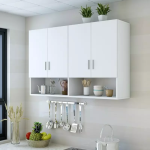 Meuble  de cuisine blanc moderne avec étagère ouverte 4 portes