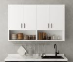 Meuble  de cuisine blanc moderne avec étagère ouverte 4 portes – Image 2