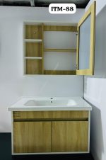 MEUBLE LAVABO SALLE DE BAIN BEIGE/BLANC – Image 3