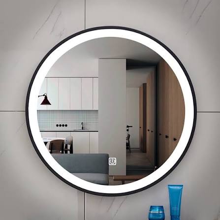 Miroir LED rond bordure noir ou doré