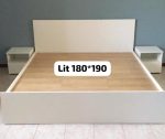 Lit Double en Bois 3places – Blanc