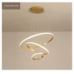 lustre suspendu LED 3 anneaux dorés – Image 4