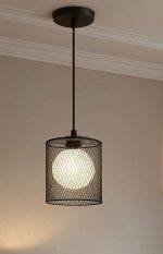 lustre suspendu en métal au design grillagé – Image 2