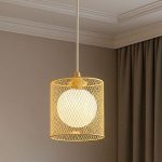 lustre suspendu en métal au design grillagé