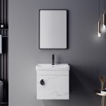 ensemble meuble lavabo suspendu avec miroir 50cm – Image 2