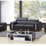 Ensemble Salon Noir Design FD1025 – Cuir Premium avec Accents Chrome (7 places)