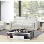 Ensemble Salon Blanc Design FD1025 – Cuir Premium avec Accents Chrome (7 places)