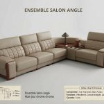 Ensemble Salon d’Angle Premium – Cuir Top-Grain avec Console Intégrée (7 places)