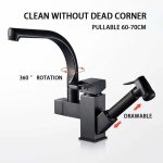 Mitigeur de cuisine noir avec douchette extractible – Design moderne et rotation 360° – Image 2
